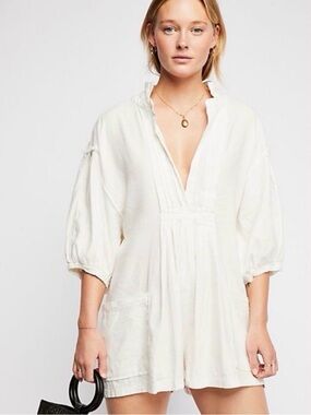 Free People Linen Tomboy Romper XS/S